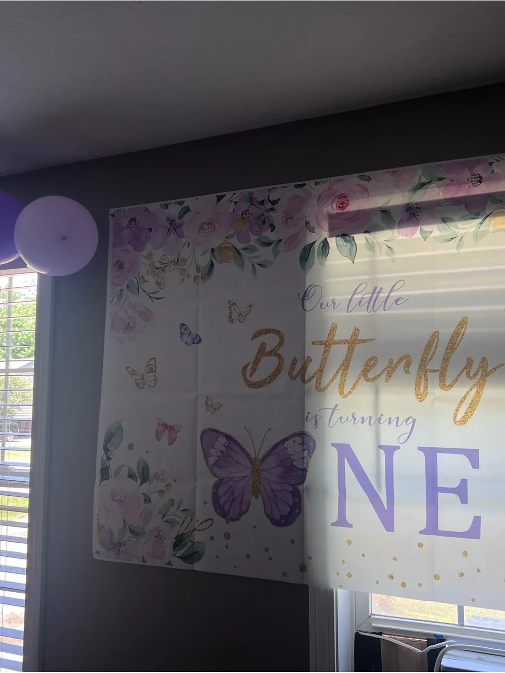 Pink and Purple 'One' Fabric Tassel Garland Banner - Party Decoration